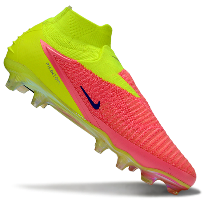 Phantom GX III Elite High-Top with Double-Layer Waterproof Fish Silk Full Knit FG Soccer Shoes - Lime Green/Pink/Blue