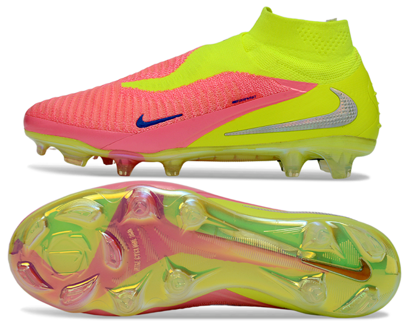 Phantom GX III Elite High-Top with Double-Layer Waterproof Fish Silk Full Knit FG Soccer Shoes - Lime Green/Pink/Blue