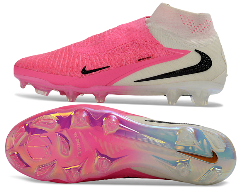 Phantom GX III Elite High-Top with Double-Layer Waterproof Fish Silk Full Knit FG Soccer Shoes - Pink/Black/White
