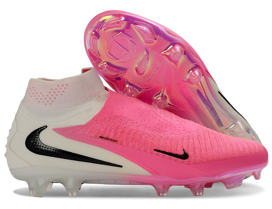 Phantom GX III Elite High-Top with Double-Layer Waterproof Fish Silk Full Knit FG Soccer Shoes - Pink/Black/White