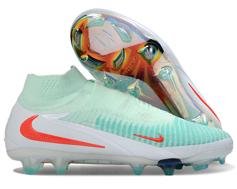Phantom GX III Elite High-Top with Double-Layer Waterproof Fish Silk Full Knit FG Soccer Shoes - Pistachio Frost/Hyper Orange/White
