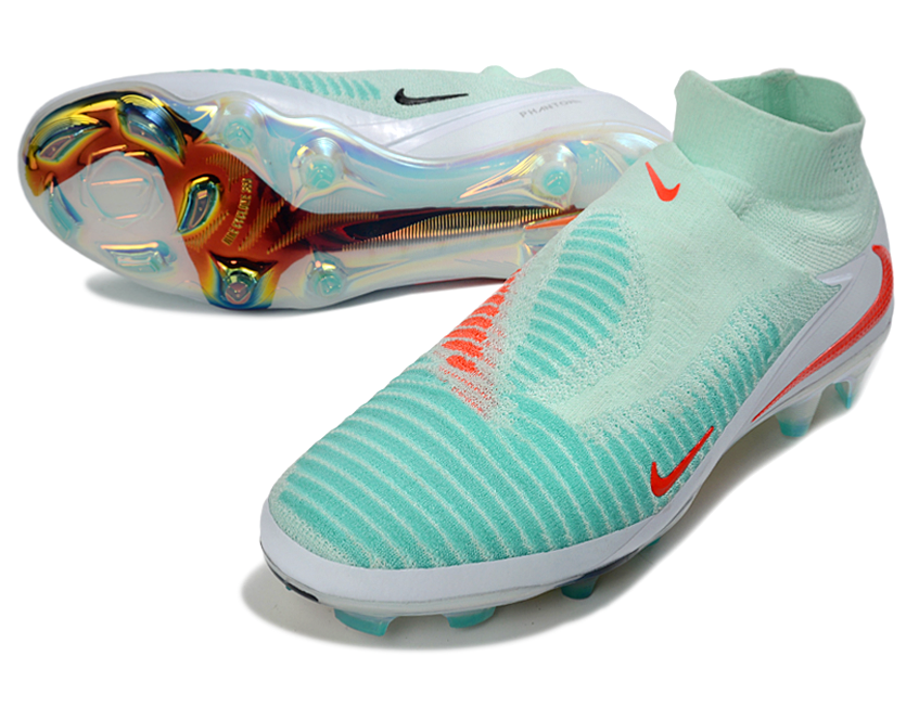 Phantom GX III Elite High-Top with Double-Layer Waterproof Fish Silk Full Knit FG Soccer Shoes - Pistachio Frost/Hyper Orange/White