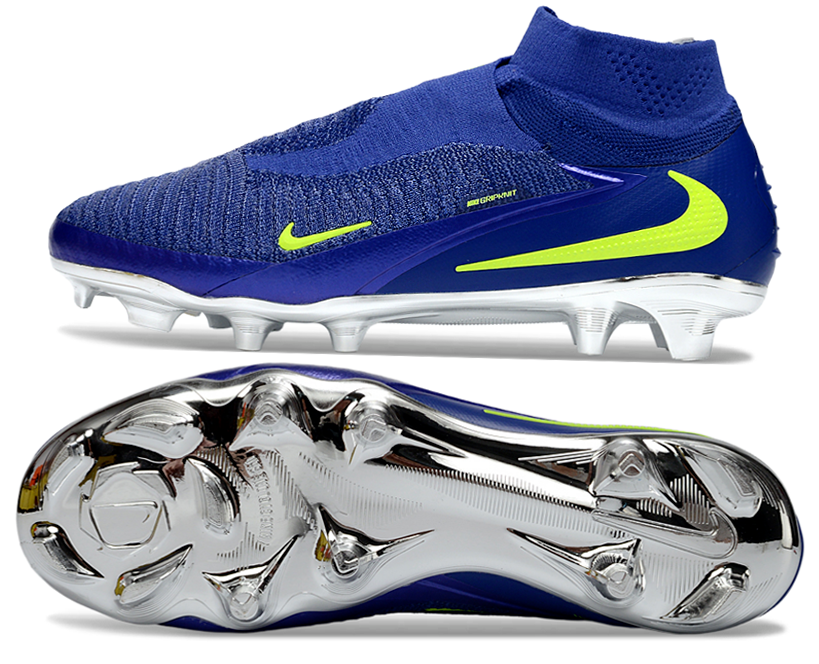 Phantom GX III Elite High-Top with Double-Layer Waterproof Fish Silk Full Knit FG Soccer Shoes - Royal Blue/Green