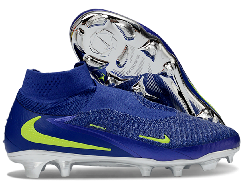 Phantom GX III Elite High-Top with Double-Layer Waterproof Fish Silk Full Knit FG Soccer Shoes - Royal Blue/Green