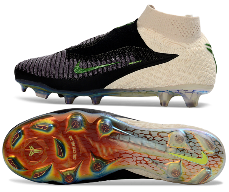Phantom GX III Elite High-Top with Double-Layer Waterproof Fish Silk Full Knit FG Soccer Shoes - White/Black/Green