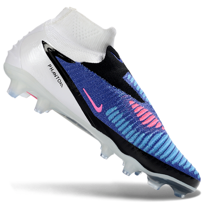 Phantom GX III Elite High-Top with Double-Layer Waterproof Fish Silk Full Knit FG Soccer Shoes - White/Blue/Black