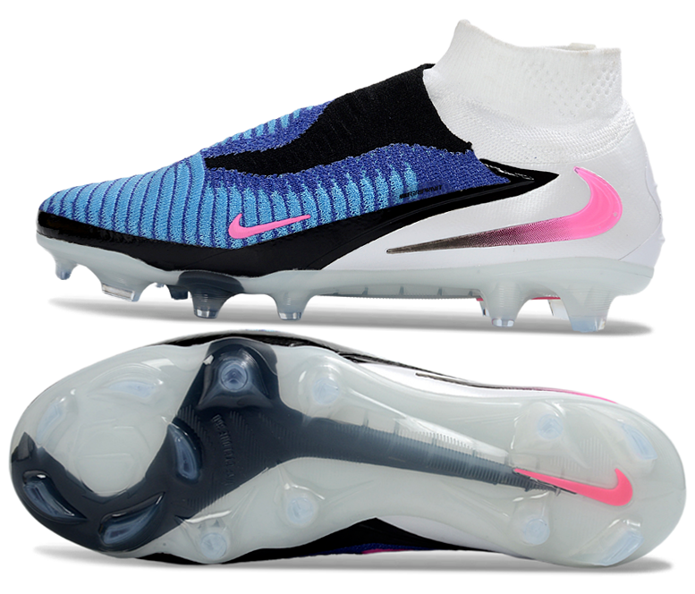 Phantom GX III Elite High-Top with Double-Layer Waterproof Fish Silk Full Knit FG Soccer Shoes - White/Blue/Black