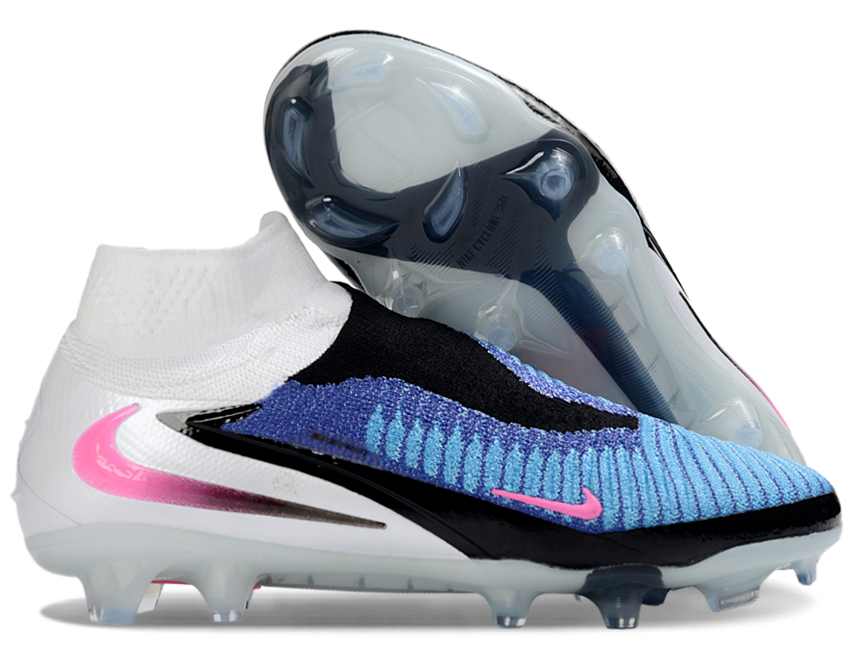 Phantom GX III Elite High-Top with Double-Layer Waterproof Fish Silk Full Knit FG Soccer Shoes - White/Blue/Black