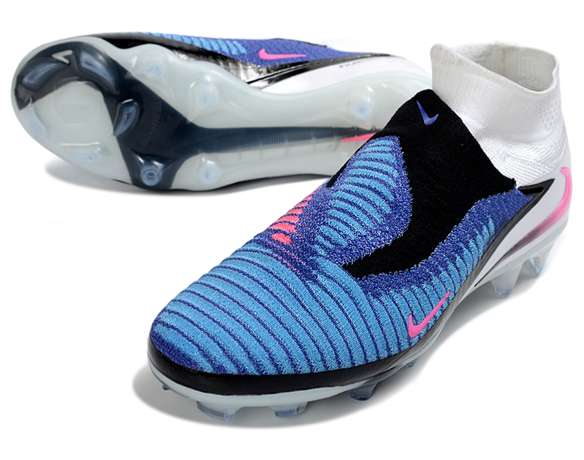 Phantom GX III Elite High-Top with Double-Layer Waterproof Fish Silk Full Knit FG Soccer Shoes - White/Blue/Black