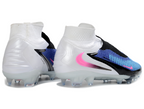 Phantom GX III Elite High-Top with Double-Layer Waterproof Fish Silk Full Knit FG Soccer Shoes - White/Blue/Black