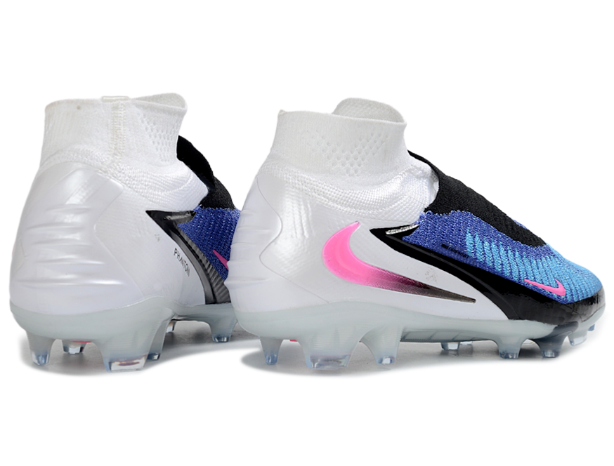 Phantom GX III Elite High-Top with Double-Layer Waterproof Fish Silk Full Knit FG Soccer Shoes - White/Blue/Black