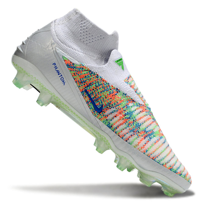 Phantom GX III Elite High-Top with Double-Layer Waterproof Fish Silk Full Knit FG Soccer Shoes - White/Green/Multicolor