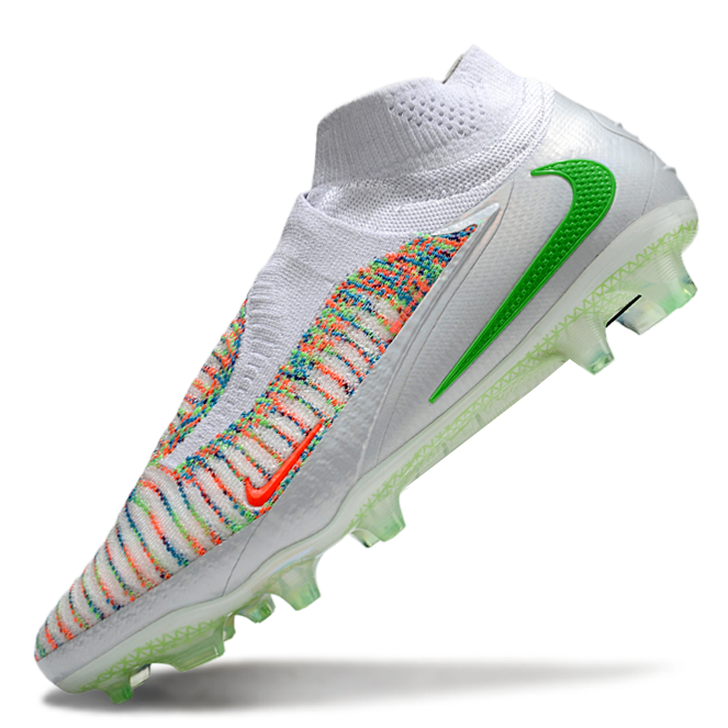 Phantom GX III Elite High-Top with Double-Layer Waterproof Fish Silk Full Knit FG Soccer Shoes - White/Green/Multicolor