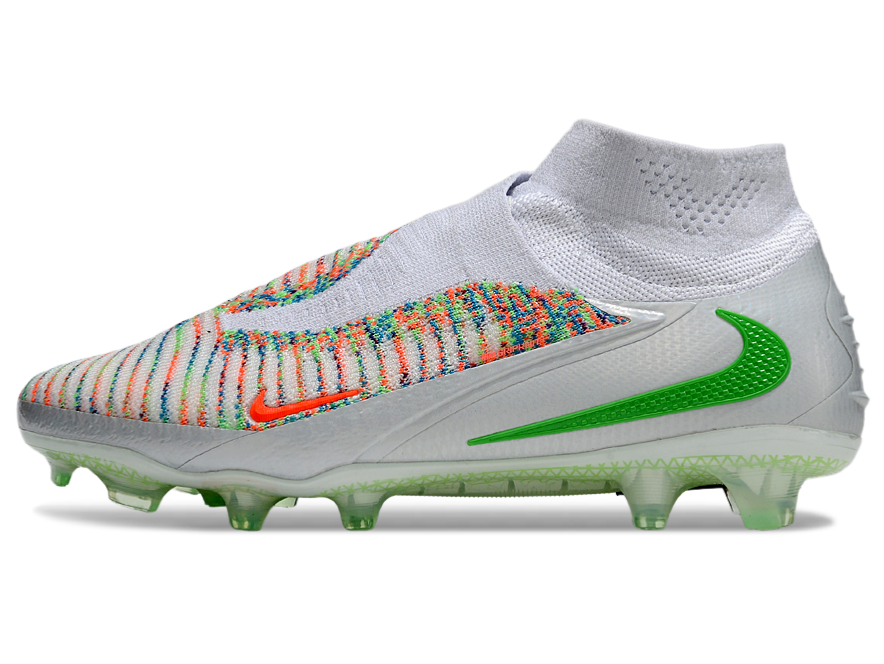 Phantom GX III Elite High-Top with Double-Layer Waterproof Fish Silk Full Knit FG Soccer Shoes - White/Green/Multicolor