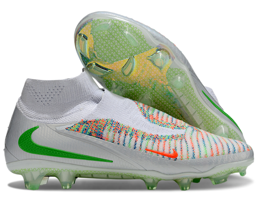 Phantom GX III Elite High-Top with Double-Layer Waterproof Fish Silk Full Knit FG Soccer Shoes - White/Green/Multicolor