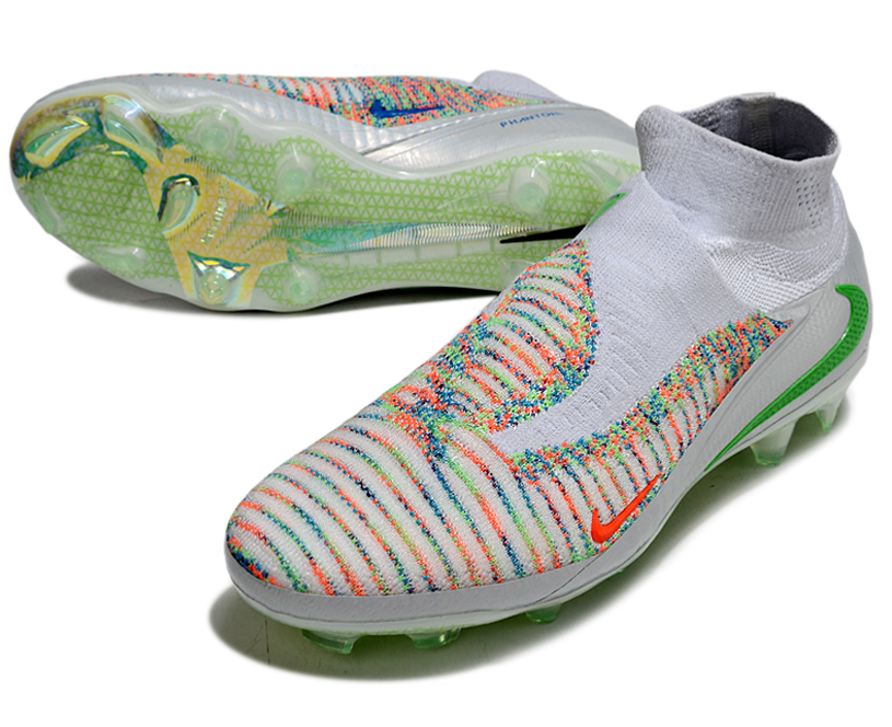 Phantom GX III Elite High-Top with Double-Layer Waterproof Fish Silk Full Knit FG Soccer Shoes - White/Green/Multicolor