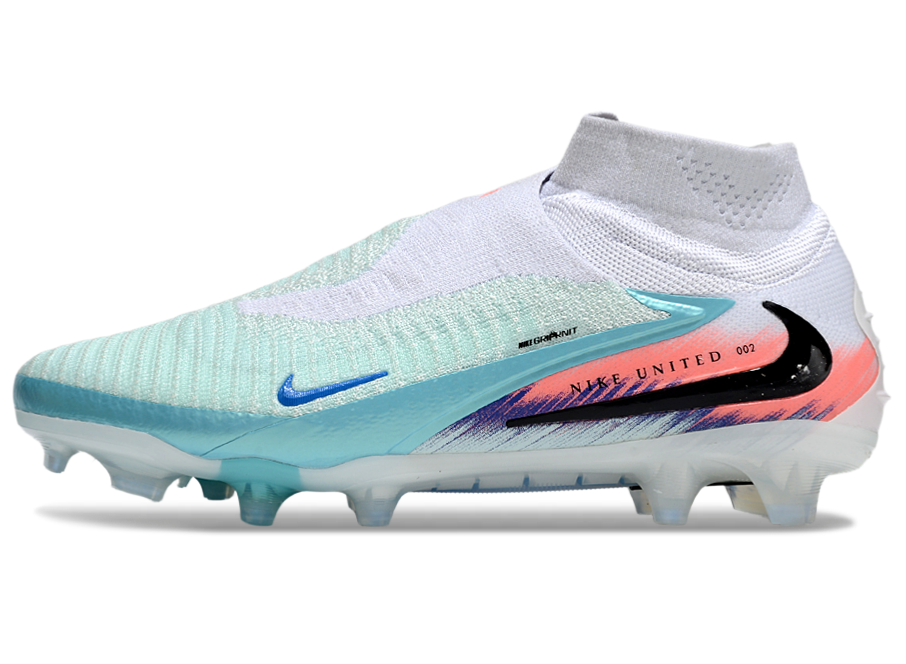 Phantom GX III Elite High-Top with Double-Layer Waterproof Fish Silk Full Knit FG Soccer Shoes - White/Jade/Orange