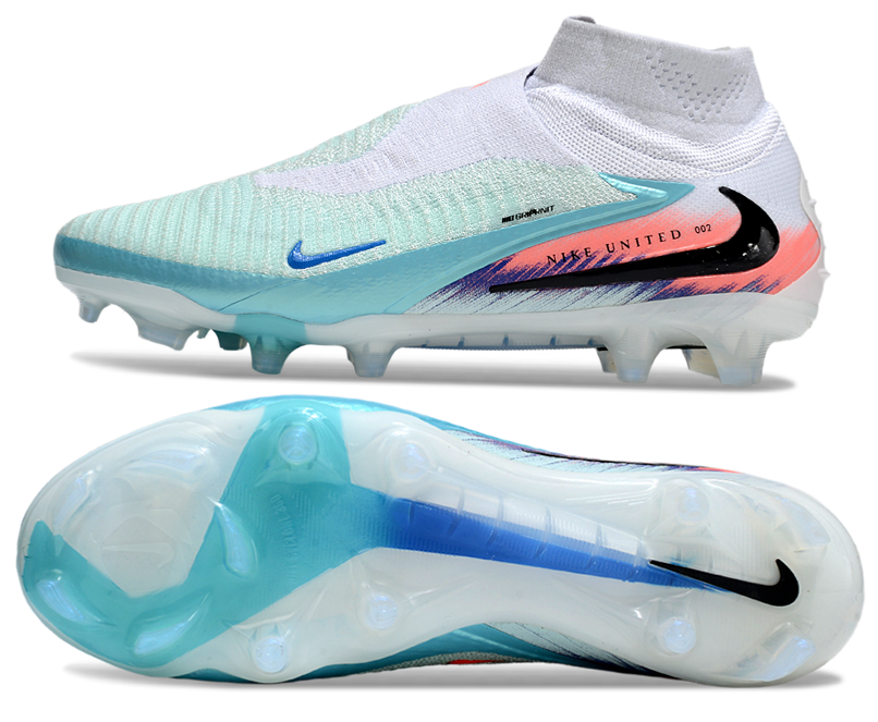 Phantom GX III Elite High-Top with Double-Layer Waterproof Fish Silk Full Knit FG Soccer Shoes - White/Jade/Orange