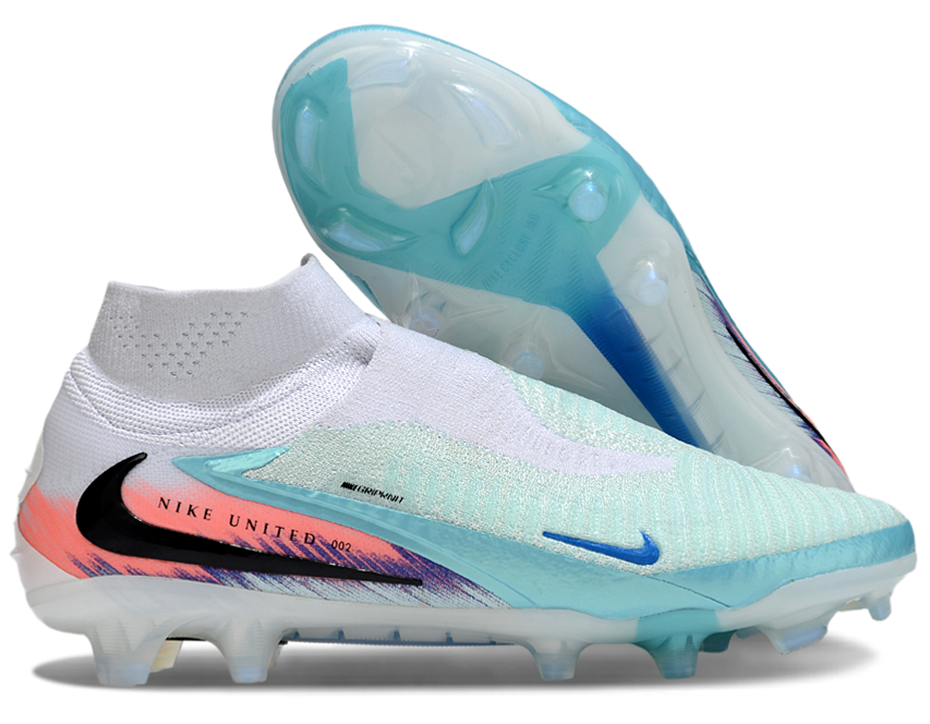 Phantom GX III Elite High-Top with Double-Layer Waterproof Fish Silk Full Knit FG Soccer Shoes - White/Jade/Orange
