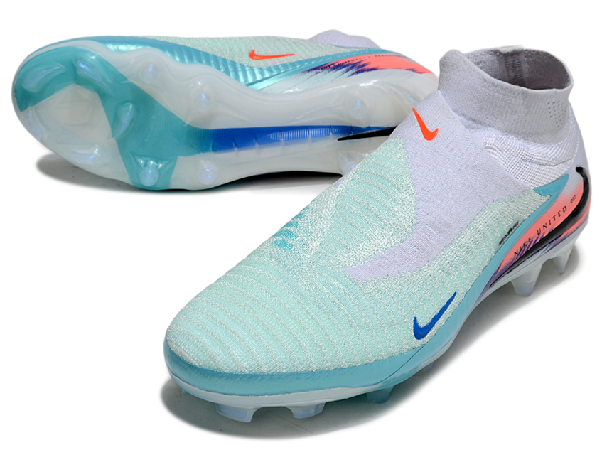 Phantom GX III Elite High-Top with Double-Layer Waterproof Fish Silk Full Knit FG Soccer Shoes - White/Jade/Orange