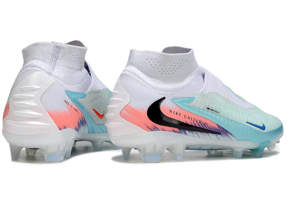 Phantom GX III Elite High-Top with Double-Layer Waterproof Fish Silk Full Knit FG Soccer Shoes - White/Jade/Orange
