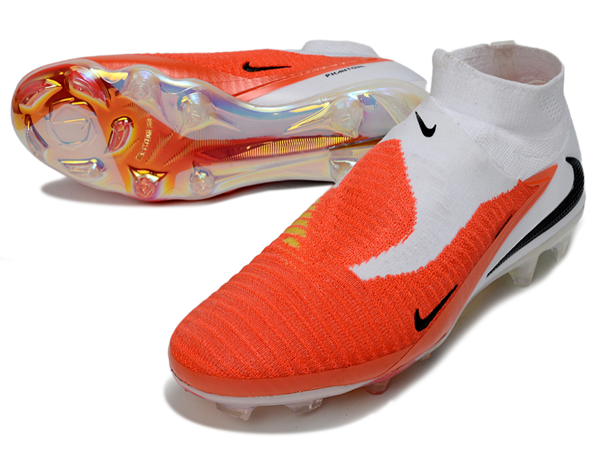 Phantom GX III Elite High-Top with Double-Layer Waterproof Fish Silk Full Knit FG Soccer Shoes - White/Orange/Black