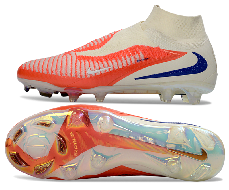 Phantom GX III Elite High-Top with Double-Layer Waterproof Fish Silk Full Knit FG Soccer Shoes - White/Red/Blue