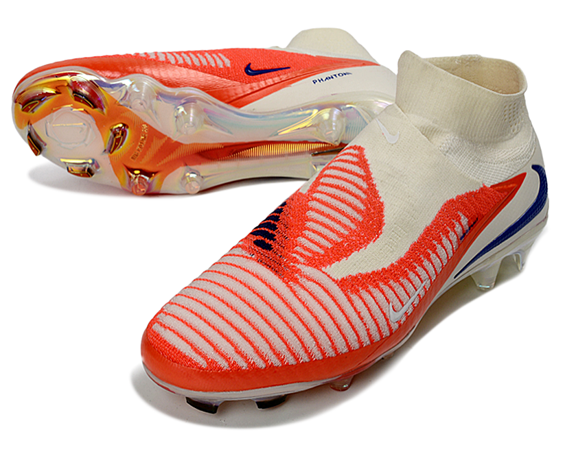 Phantom GX III Elite High-Top with Double-Layer Waterproof Fish Silk Full Knit FG Soccer Shoes - White/Red/Blue