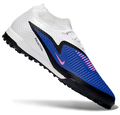Phantom GX III Elite High-Top with Double-Layer Waterproof Fishwire Full Knit Grass Stud TF Soccer Shoes - Blue/White/Black/Pink
