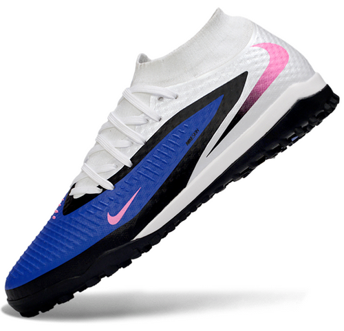 Phantom GX III Elite High-Top with Double-Layer Waterproof Fishwire Full Knit Grass Stud TF Soccer Shoes - Blue/White/Black/Pink