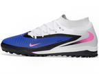 Phantom GX III Elite High-Top with Double-Layer Waterproof Fishwire Full Knit Grass Stud TF Soccer Shoes - Blue/White/Black/Pink