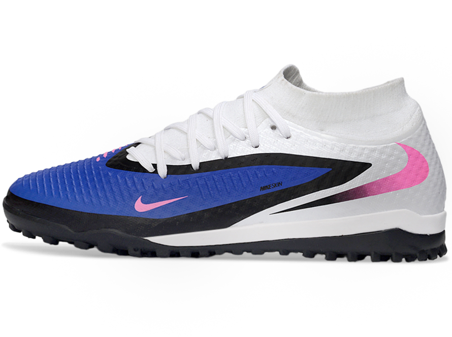 Phantom GX III Elite High-Top with Double-Layer Waterproof Fishwire Full Knit Grass Stud TF Soccer Shoes - Blue/White/Black/Pink