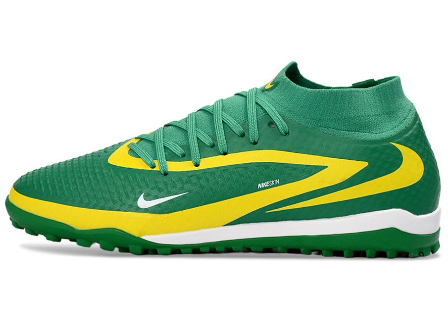 Phantom GX III Elite High-Top with Double-Layer Waterproof Fishwire Full Knit Grass Stud TF Soccer Shoes - Green/Yellow/White