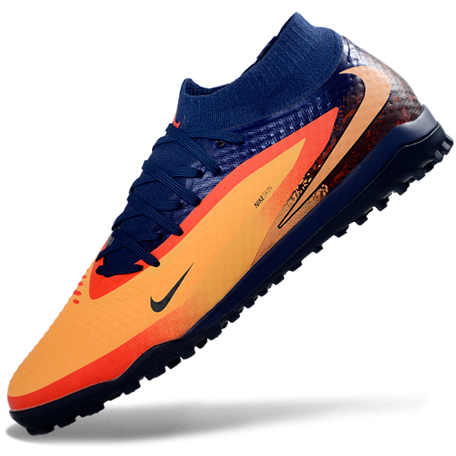 Phantom GX III Elite High-Top with Double-Layer Waterproof Fishwire Full Knit Grass Stud TF Soccer Shoes - Laser Orange/Blue Void/Red