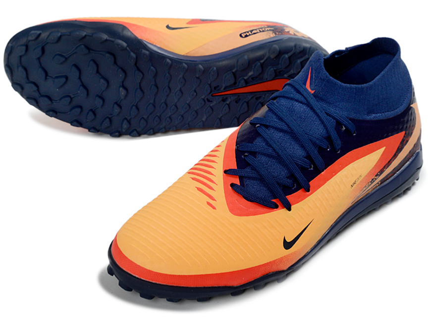 Phantom GX III Elite High-Top with Double-Layer Waterproof Fishwire Full Knit Grass Stud TF Soccer Shoes - Laser Orange/Blue Void/Red