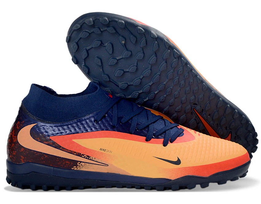 Phantom GX III Elite High-Top with Double-Layer Waterproof Fishwire Full Knit Grass Stud TF Soccer Shoes - Laser Orange/Blue Void/Red