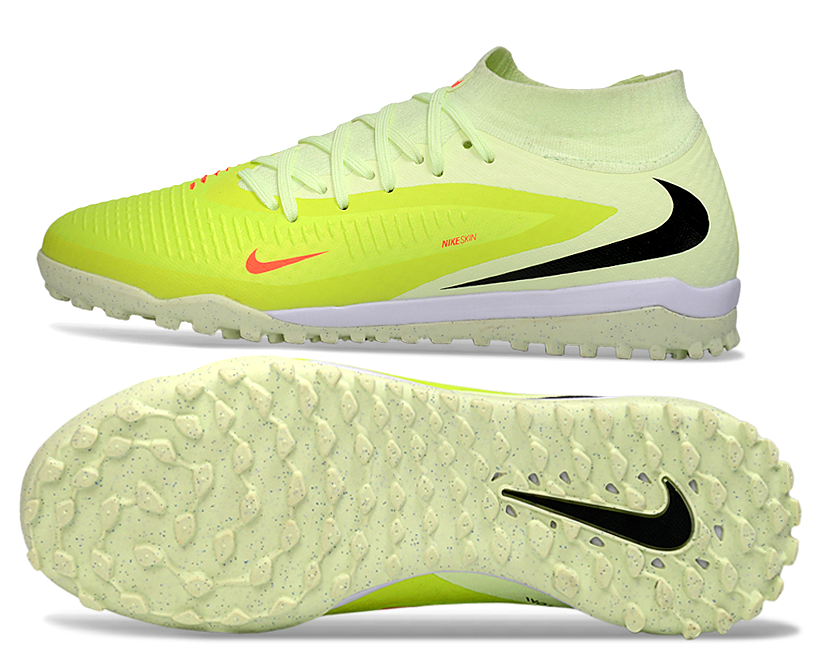 Phantom GX III Elite High-Top with Double-Layer Waterproof Fishwire Full Knit Grass Stud TF Soccer Shoes - Lime Green/Hyper Crimson/Black