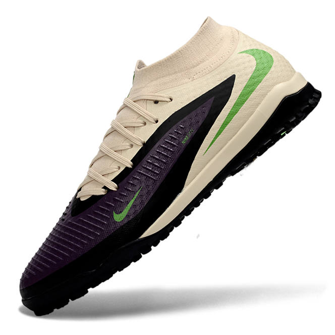 Phantom GX III Elite High-Top with Double-Layer Waterproof Fishwire Full Knit Grass Stud TF Soccer Shoes - Off White/Black/Green
