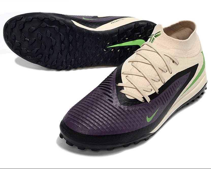 Phantom GX III Elite High-Top with Double-Layer Waterproof Fishwire Full Knit Grass Stud TF Soccer Shoes - Off White/Black/Green
