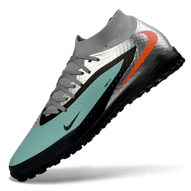 Phantom GX III Elite High-Top with Double-Layer Waterproof Fishwire Full Knit Grass Stud TF Soccer Shoes - Pistachio Frost/Hyper Orange/Black