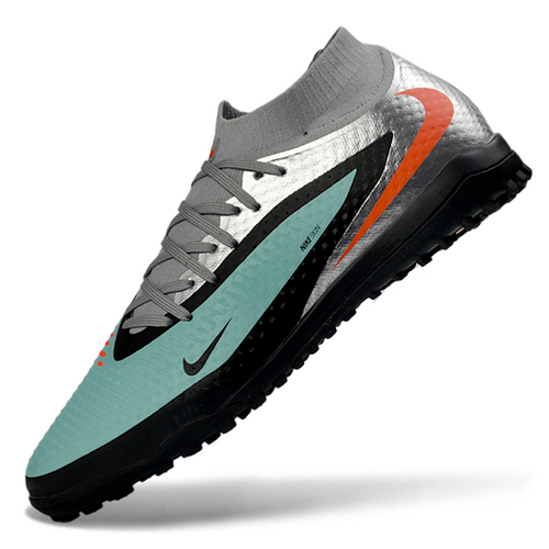 Phantom GX III Elite High-Top with Double-Layer Waterproof Fishwire Full Knit Grass Stud TF Soccer Shoes - Pistachio Frost/Hyper Orange/Black