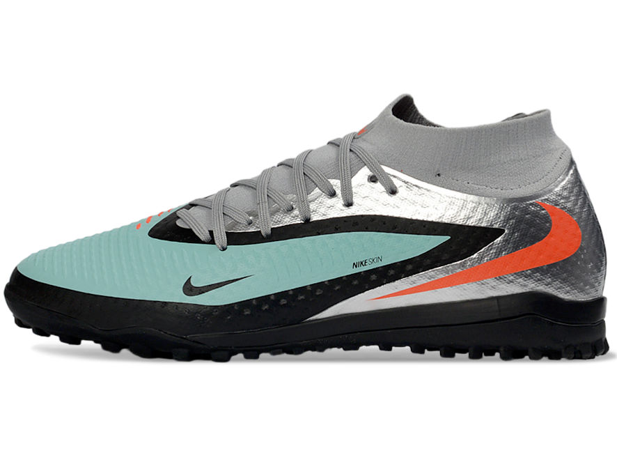 Phantom GX III Elite High-Top with Double-Layer Waterproof Fishwire Full Knit Grass Stud TF Soccer Shoes - Pistachio Frost/Hyper Orange/Black