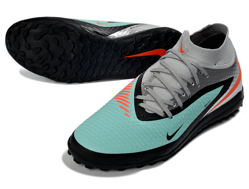 Phantom GX III Elite High-Top with Double-Layer Waterproof Fishwire Full Knit Grass Stud TF Soccer Shoes - Pistachio Frost/Hyper Orange/Black