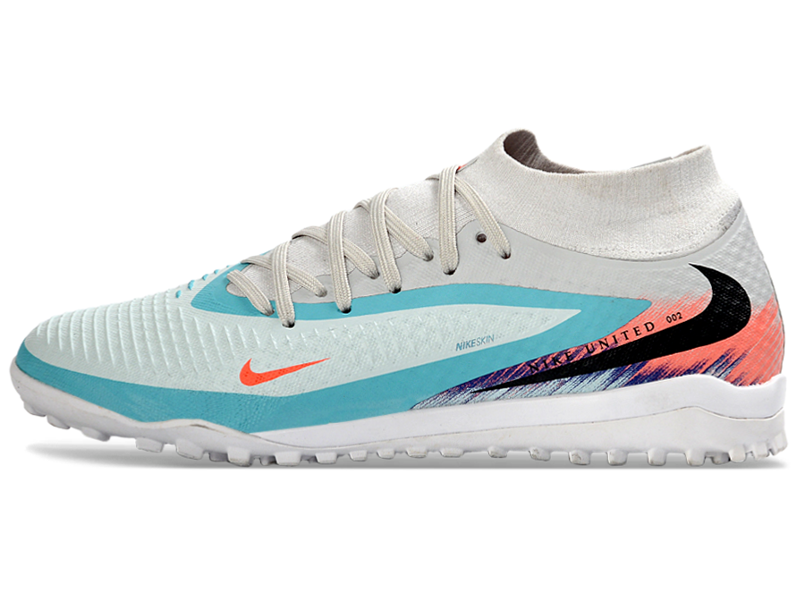 Phantom GX III Elite High-Top with Double-Layer Waterproof Fishwire Full Knit Grass Stud TF Soccer Shoes - White/Pistachio Frost/Hyper Orange