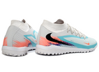 Phantom GX III Elite High-Top with Double-Layer Waterproof Fishwire Full Knit Grass Stud TF Soccer Shoes - White/Pistachio Frost/Hyper Orange
