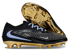 Phantom GX III Elite Low-Top with Double-Layer Waterproof Fish Silk Full Knit FG Soccer Shoes - Black/Gold/Light Blue