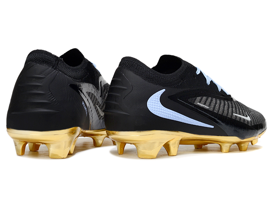Phantom GX III Elite Low-Top with Double-Layer Waterproof Fish Silk Full Knit FG Soccer Shoes - Black/Gold/Light Blue