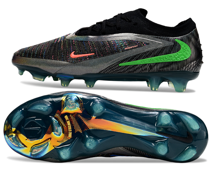 Phantom GX III Elite Low-Top with Double-Layer Waterproof Fish Silk Full Knit FG Soccer Shoes - Black/Grey/Green