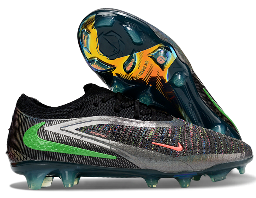 Phantom GX III Elite Low-Top with Double-Layer Waterproof Fish Silk Full Knit FG Soccer Shoes - Black/Grey/Green