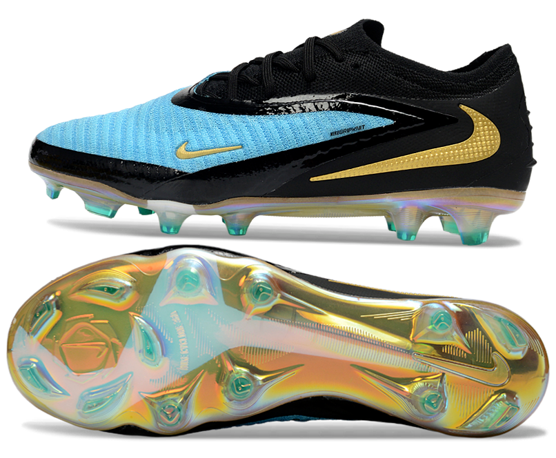Phantom GX III Elite Low-Top with Double-Layer Waterproof Fish Silk Full Knit FG Soccer Shoes - Blue/Black/Gold